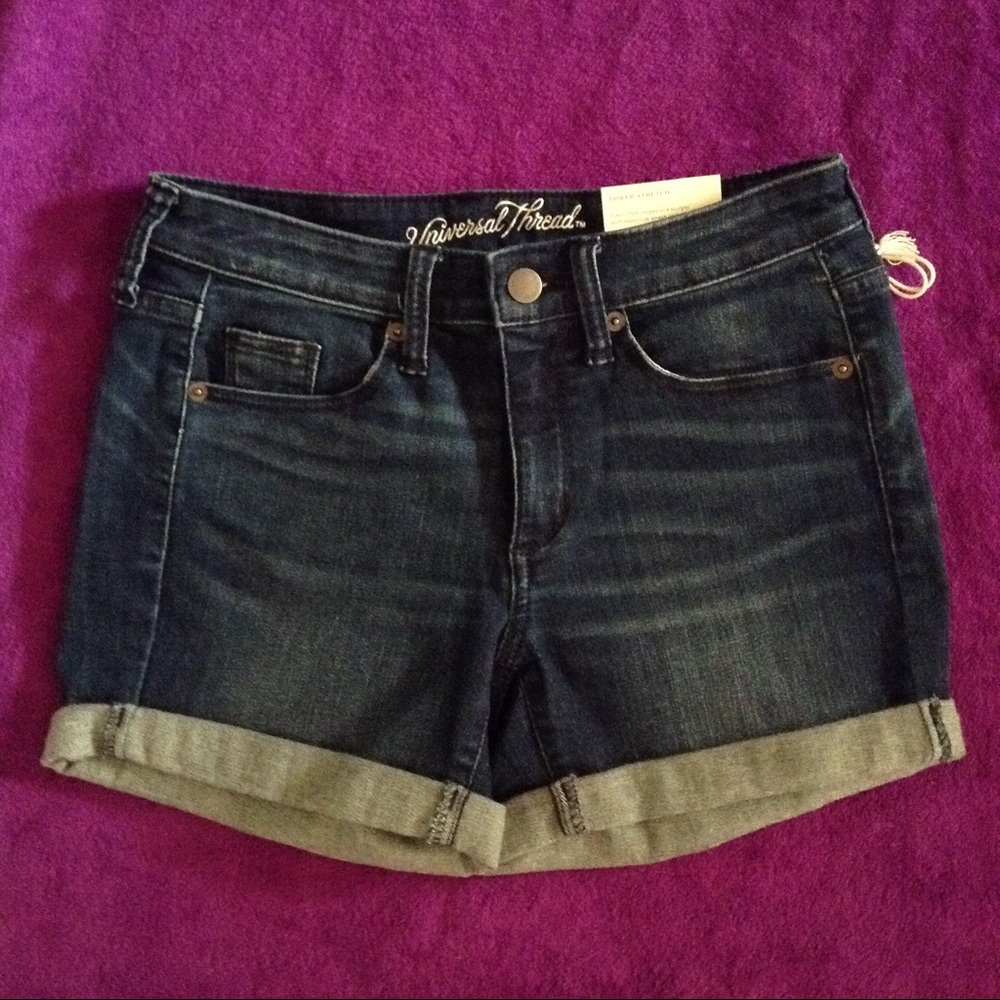 Dark Wash High Rise Denim Shorts